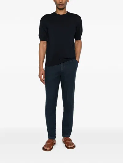 04651 / A Trip In A Bag Linen Trousers In Blue