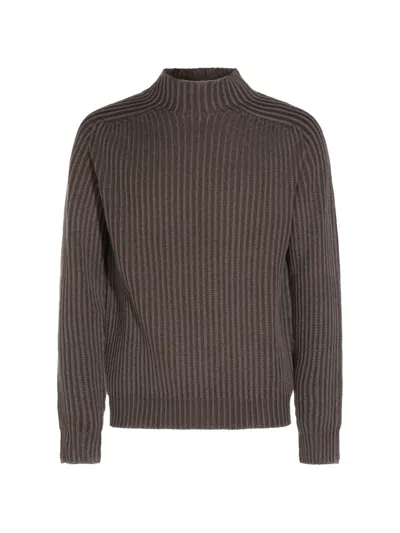 04651 / A Trip In A Bag Ribbed-knit Mock-neck Sweater In Brown