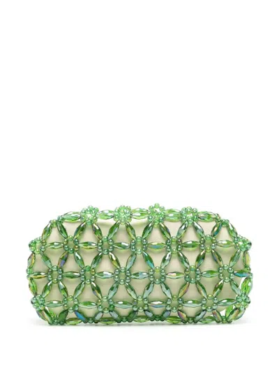 0711 Bead-embellished Design Clutch Bag In Green