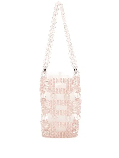 0711 Bead-embellished Tote Bag In Pink