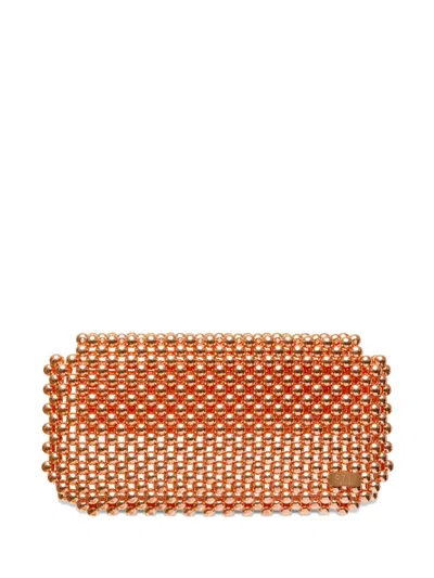 0711 Clover Beaded Clutch Bag In Orange