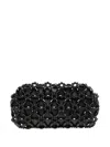 0711 Faceted Bead-embellished Clutch Bag In Black