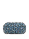 0711 Faceted Bead-embellished Clutch Bag In Blue