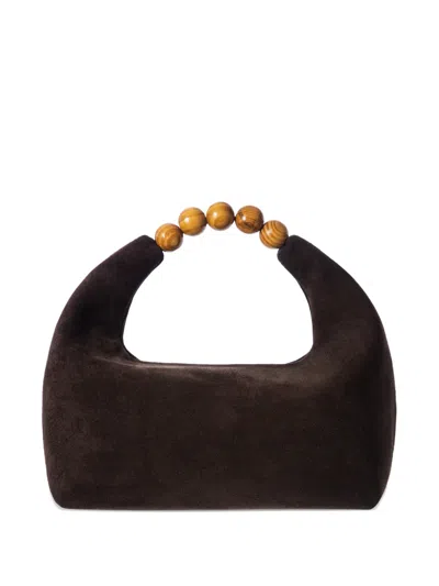0711 Janie Beaded Suede Tote Bag In Brown