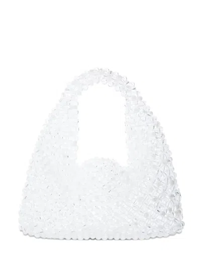 0711 Jodie Beaded Tote Bag In White