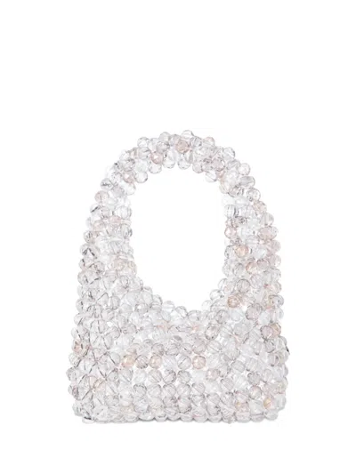 0711 Jodie Beaded Tote Bag In White