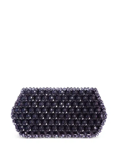 0711 Lizzie Beaded Clutch Bag In Purple