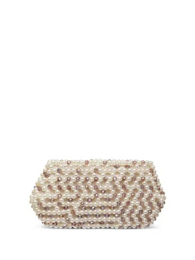 0711 Lizzie Beaded Clutch Bag In Neutral