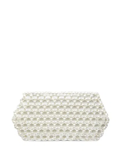 0711 Lizzie Beaded Clutch Bag In White