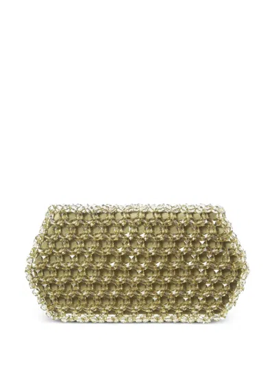 0711 Lizzie Bead-embellished Clutch Bag In Green