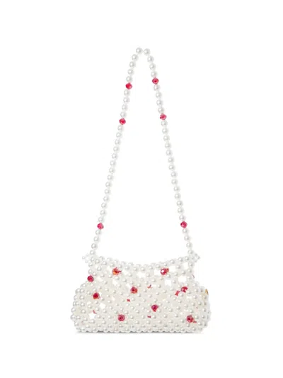 0711 Lucy Bead-embellished Mini Bag In White
