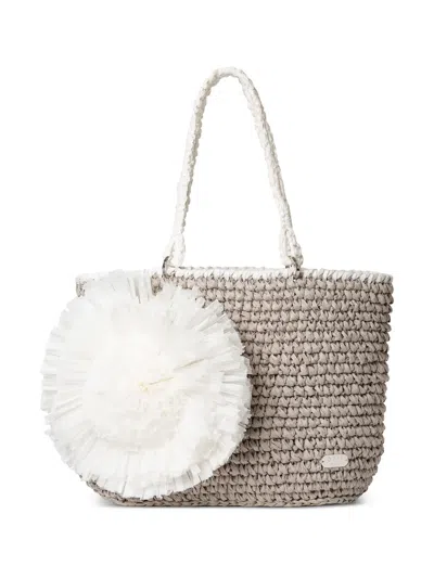 0711 Malibu Raffia Tote Bag In Grey