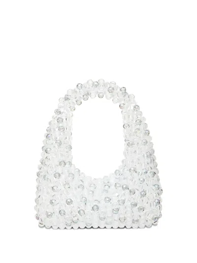 0711 Medium Jodie Beaded Clutch Bag In White