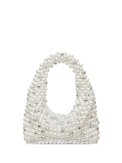 0711 Medium Jodie Beaded Clutch Bag In White