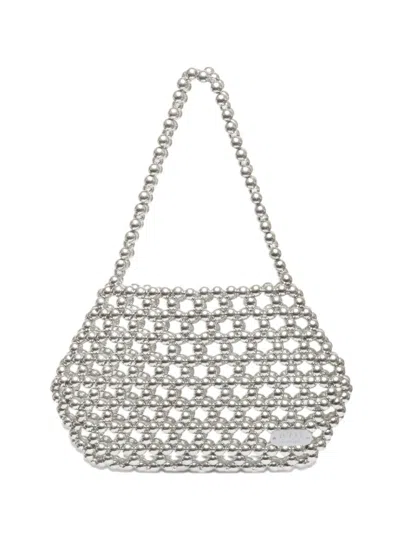 0711 Mini Ella Beaded Clutch Bag In Silver