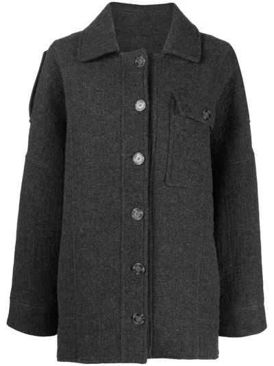 0711 Oversized Wool-blend Shirt Jacket In Stone