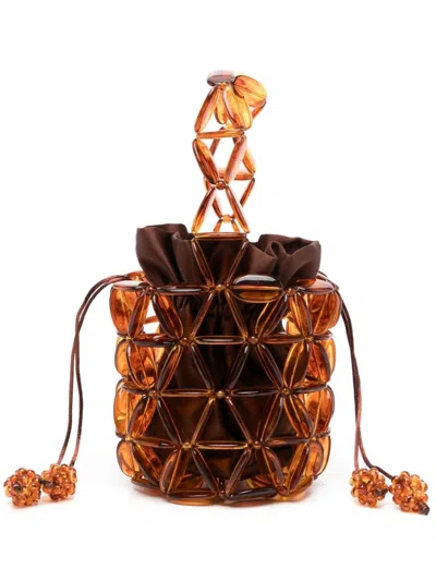 0711 Palermo Mini Bucket Bag In Brown