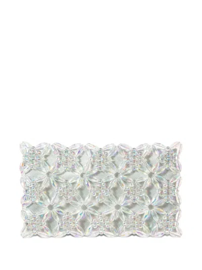 0711 Rhea Bead-embellished Clutch Bag In White