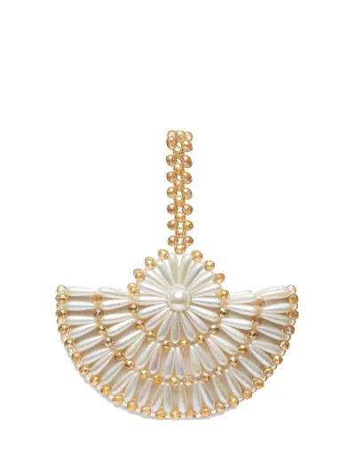 0711 Small Amber Beaded Clutch Bag In Neutral