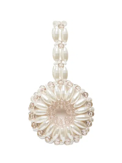 0711 Small Arya Beaded Clutch Bag In Neutral