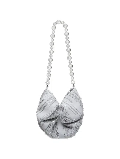 0711 Small Rosh Beaded Clutch Bag In Gray