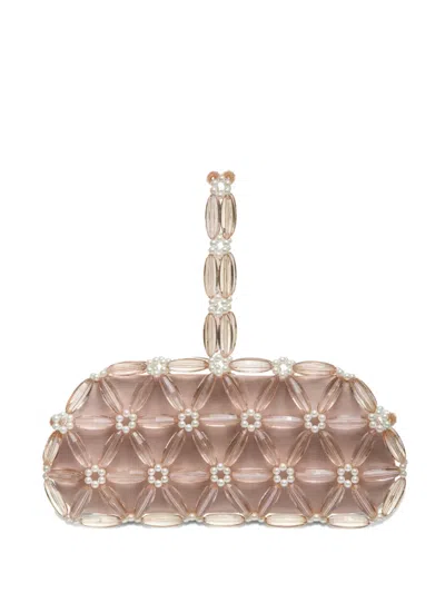 0711 Tebea Beaded Clutch Bag In Neutral