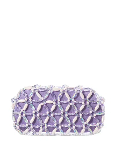 0711 Tebea Bead-embellished Clutch Bag In Purple