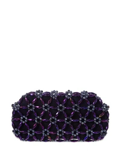 0711 Tebea Bead-embellished Clutch Bag In Purple