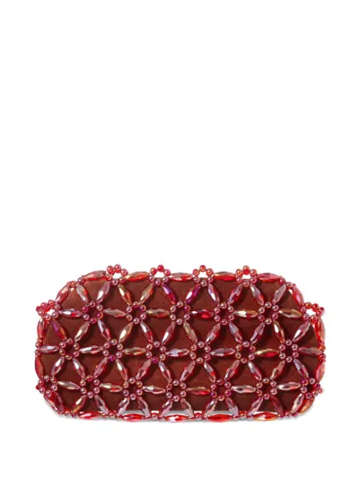 0711 Tebea Bead-embellished Clutch Bag In Red