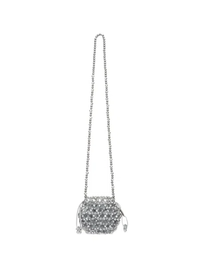 0711 Thea Beaded Cross Body Bag In Silver