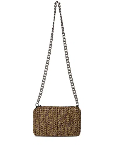 0711 Thea Raffia Crossbody Bag In Brown