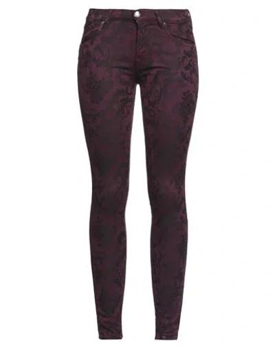 0/zero Construction Woman Pants Burgundy Size 26 Cotton, Polyester, Elastane In Red