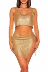 1 Fashion Rhinestone Chainmail Crop Top In Gold In Multi