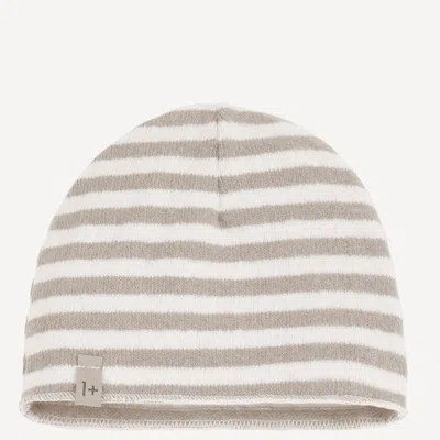 1+ In The Family 25w040 Striped Cotton Beanie In Beige