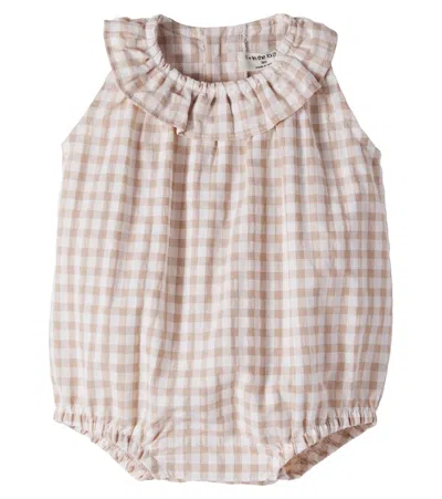 1+ In The Family Kids' Baby Corfu Gingham Cotton-blend Bodysuit In Pink