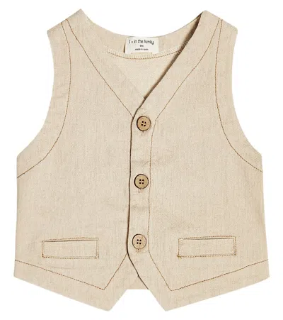 1+ In The Family Baby Dario Linen And Cotton-blend Vest In Neutral