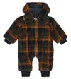 1+ In The Family Baby Eneko Checked Faux Shearling Onesie In Multicoloured