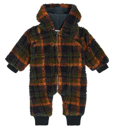 1+ In The Family Baby Eneko Checked Faux Shearling Onesie In Multicoloured