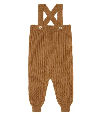 1+ In The Family Baby Fede Ribbed-knit Overalls In Caramel