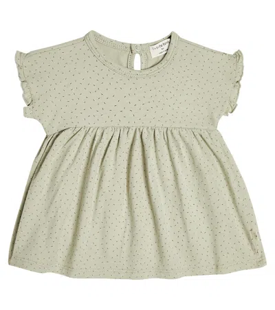 1+ In The Family Baby Gala Striped Onesie In Jade