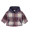 1+ In The Family Baby Hans Checked Wool-blend Teddy Jacket In Blue