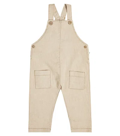 1+ In The Family Baby Latzhose Aus Leinen Und Baumwolle In Beige