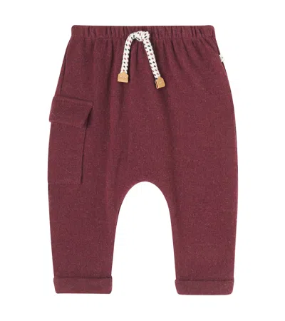 1+ In The Family Baby Malte Knitted Cotton-blend Sweatpants In Burgundy
