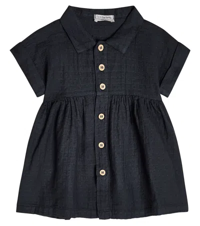 1+ In The Family Baby Momo Cotton Dress In Blue-notte
