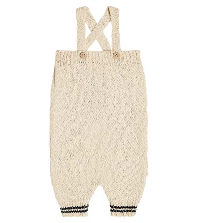 1+ In The Family Baby Silver Knit Overalls In Blue-notte