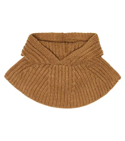 1+ In The Family Baby Telma Ribbed-knit Hood In Caramel