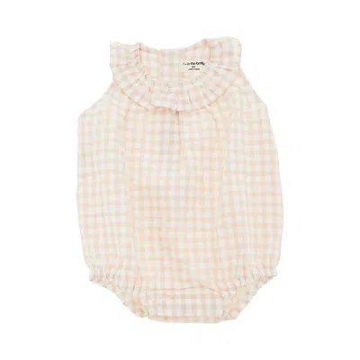 1+ In The Family Check Seersucker Rompers Kids In Neutral