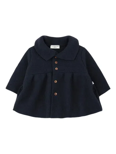 1+ In The Family Kids' Classic-collar Button Coat In Blue