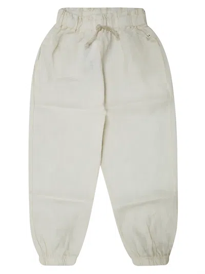 1+ In The Family 1+in The Family Cotton Mini Trousers With Drawstring In Bianco