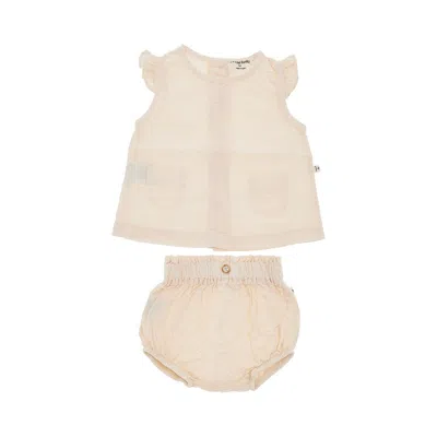 1+ In The Family Cotton Seersucker Two-pieces Set Kids In Neutral